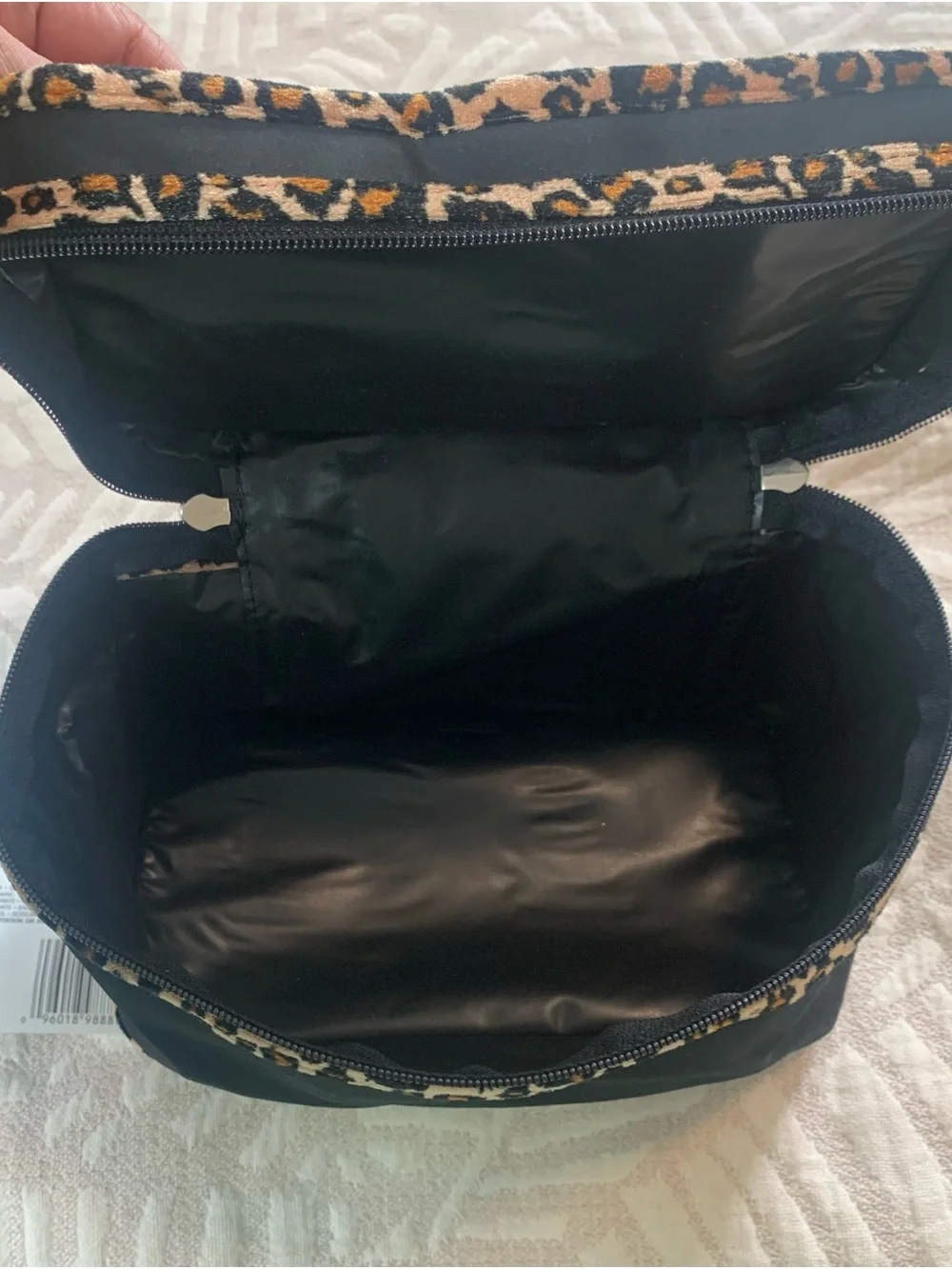 Lancôme Black and Leopard Trim Women’s Toiletry Bag / Cosmetic Pouch - bnwot